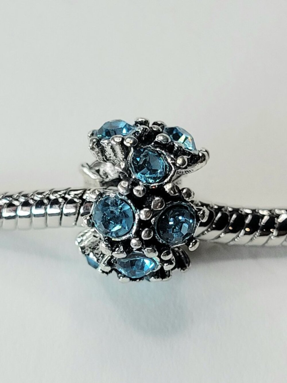 New Stunning For Pandora Bracelet Charm Bead Large Blue Rhinestone Starburst
